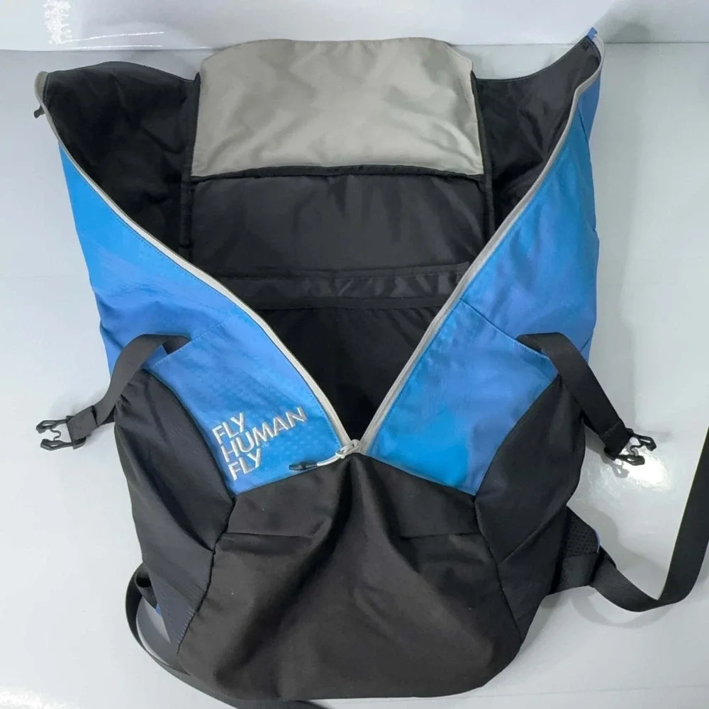 HOKA Fly Human Fly Roll Top Backpack Blue Black Running Hiking Travel Bag 20L